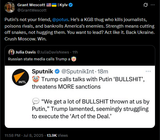 GrantWescott 08-07-2025 Putin’s not your friend, @potus. He’s a KGB thug who kills journalists, poisons rivals, and bankrolls America’s enemies.