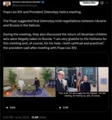 Pope Leo XIV and President Zelenskyy held a meeting. 09-07-2025 Pope suggested that Zelenskyy hold negotiations between Ukraine and Russia