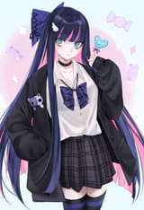 stocking anarchy in a suit with her cat and lolilpop