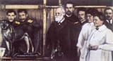 2.40 - Ivan Pavlov fazendo demonstração experimental com um cão para seus auxiliares