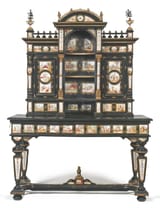 (#48) A Viennese enamel and gilt metal-mounted ebonized grand secrétaire Austria, third quarter 19th century