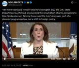 We have been and remain Ukraine’s strongest ally,&#039; the U.S. State Department confirmed, announcing the resumption of arms deliveries to Kyiv. 09-07-2025 Tammy Bruce HD