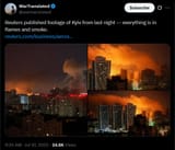 Reuters published footage of Kyiv from last night — everything is in flames and smoke. 10-07-2025