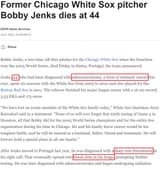 Vaxx death - Bobby Jenks