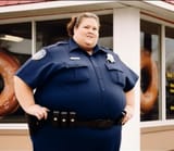 very very very fat female pig police officerette