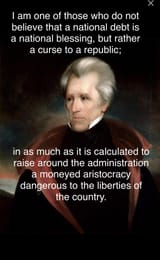 andrew jackson on national debt and banks