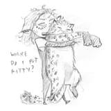 Arrianne carries her leopard