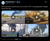 Penza, Russia, Transformers are on fire at TPP-1, causing power outages across the city. 10-07-2025