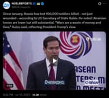 Since January, Russia has lost 100,000 soldiers killed—not just wounded—according to US Secretary of State Rubio 10-07-2025 Ukrainian losses are lower HD