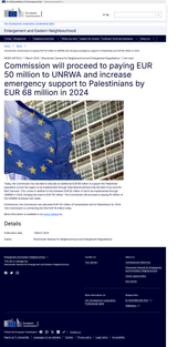 Screenshot 2025-07-11 at 14-13-35 Commission will proceed to paying EUR 50 million to UNRWA and increase emergency support to Palestinians by EUR 68 million in 2024 - European Commission