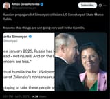 Russian propagandist Simonyan criticizes US Secretary of State Marco Rubio. 11-07-2025 It seems that things are not going very well in the Kremlin