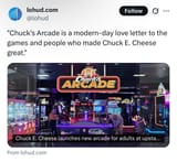 lohud.com on X Chuck&#039;s Arcade is a modern-day love letter to the games and people who made Chuck E. Cheese great. httpst