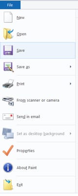 Paint menu