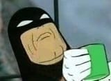 superman holding a green marshmallow