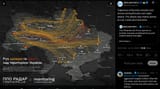 Trajectory of Russian missiles and drones during Russia&#039;s last night attack. The attack was mainly aimed at Lviv, Lutsk and Chernivtsi. 12-07-2025