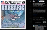 New York Post features a photo of one-year-old Dmytryk, killed yesterday by a Russian FPV drone in Pravdyne, Kherson, on its cover. 11-07-2025