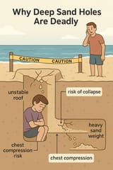 Beach Sand Hole Safety Warning