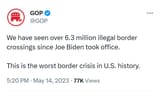 We have seen over 6.3 million illegal border crossings since Joe Biden took office