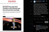 Slovakia will back new EU sanctions against Russia if it secures an alternative to Russian gas, Politico reports. Prime Minister Robert Fico 12-07-2025 ready to support, 18th sanctions package