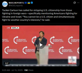 Tucker Carlson has called for stripping U.S. citizenship from those fighting in foreign wars—specifically mentioning Americans fighting for Ukraine and Israel 13-07-2025 HD