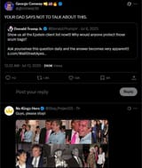 gtconway3d, YOUR DAD SAYS NOT TO TALK ABOUT THIS. 13-07-2025 DonaldJTrumpJr, Show us all the Epstein client list now!!! Why would anyone protect those scum