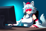 AI rad wolf girl reading petey gee