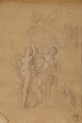 Unknown artist (Italian 17th c.) Apollo and Daphne - pencil and clarion on paper (study)