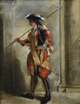 Jean Barbault (Viarmes, Île-de-France, Kingdom of France 1718-1762 Rome, State of the Church) A swiss guard - Oil on canvas