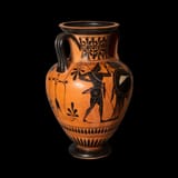 Attributed to the Painter of Priam (Attic 6th c. BC) Hercules strangling Triton. A hoplite, an archer, and two peltasts - pottery c.520 BC d