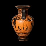 Attributed to the Painter of Priam (Attic 6th c. BC) Hercules strangling Triton. A hoplite, an archer, and two peltasts - pottery c.520 BC g