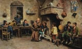 Francesco Bergamini (Rome, State of the Church 1851-1900) The school teacher - Oil on canvas