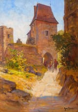 Imre Gergely (Pest, Kingdom of Hungary, Austro-Hungarian Monarchy 1868-c.1957 Budapest, Hungarian People&#039;s Republic) The castle gate - Oil on canvas