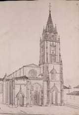 José María Avrial y Flores (Madrid 1807-1891 ibid.) Cathedral of Oviedo - ink on paper 1847