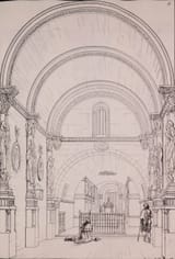 José María Avrial y Flores (Madrid 1807-1891 ibid.) Holy chamber of the Cathedral of Oviedo - ink on paper 1847
