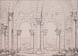 José María Avrial y Flores (Madrid 1807-1891 ibid.) Old belfry of the Cathedral of Oviedo - ink on paper 1847