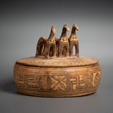 Unknown artist (Greek 8th c. BC) Three horses - bronze [a pyxis]