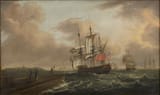 Francis Swaine (1725-1782 Chelsea, Middlesex, England, Kingdom of Great Britain) Seascape - Oil on canvas-min
