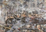Gleb Vasiliev (Russian 20th c.-) Chaos at the railway station of the city of Potsdam - 2007 [Allied carpet bombing on 14-15 Apr. 1945, 1,593 civilians dead]