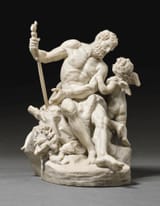 Jean-Joseph Vinache (Paris, Kingdom of France 1696-1754 ibidem) Hercules chained by Love - White marble c.1754