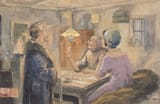Ignat Bednarik (Orşova, Krassó-Szörény County, Kingdom of Hungary, A.H.M. 1882-1963 Bucharest, Romanian People&#039;s Republic) At the Fortune Teller - Watercolour on paper