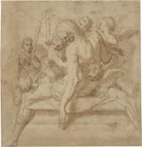 Bernardino India (Verona 1528-1590 ibid.) Dead Christ carried by angels - watery, pen and ink on paper, 16th c.