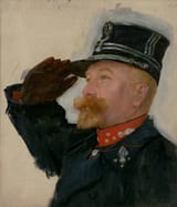Herbert Arnould Olivier (Battle, East Sussex, England, U.K. 1861-1952 Hayling Island, Hampshire, England, U.K.) Commandant Blanpain - Oil on canvas 1915-min