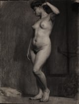 Unknown artist (Spanish 20th c.) Nude female model three-quarters facing left - charcoal on paper (study)