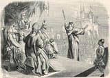 Hubert Clerget (Dijon 1818-1899 Saint-Denis) &amp; Auguste Trichon () St. Bernard preaching the Second Crusade - lithography 1862 [Bernard of Clairvaux, Council of Vézelay 21 March 1146]
