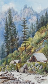 Arthur Herbert Hussey (British, 1863-1923) Tents by a stream, Kashmir - Watercolour with traces of pencil 1897