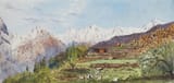 Arthur Herbert Hussey (British, 1863-1923) A dwelling in the mountains, Kashmir - Watercolour with traces of pencil