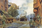 Steve Noon (Orpington, Kent 1964-) US infantry of 2-26 and a Sherman of the 745th Tank Battalion at Aachen on 15 October 1944 - 2007