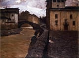 Ángel Robles Quintana (Málaga 1885-) Village in winter - oil on canvas