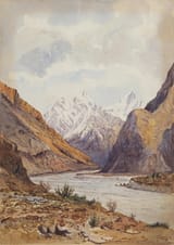 Arthur Herbert Hussey (British, 1863-1923) Mountain landscape at Braldoh Nala, Kashmir - Watercolour with traces of pencil 1894