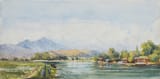 Arthur Herbert Hussey (British, 1863-1923) Near Woolar Lake, Kashmir - Watercolour with traces of pencil 1897